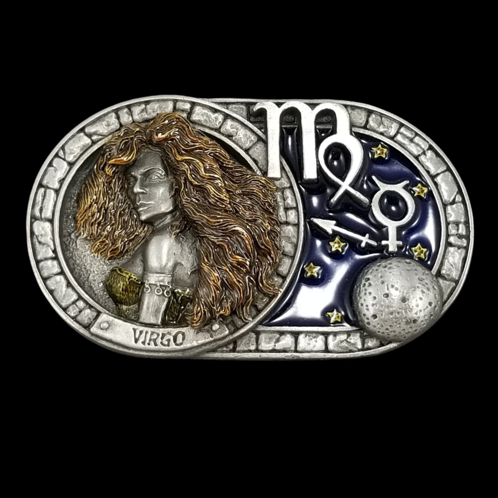 Dragon Designs Tanside Virgo Belt Buckle Pewter Zodiac Sign 2006 Made‎ in USA